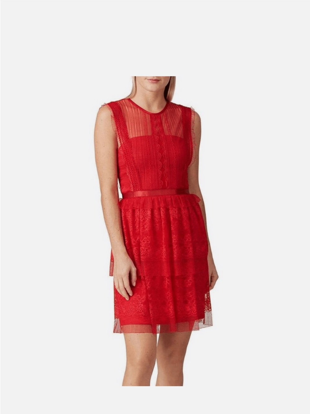 Three Floor Fearless Red Lace Mini Dress